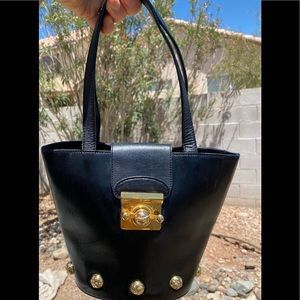 Authentic, Black Salvatore Ferragamo Leather Handbag Purse